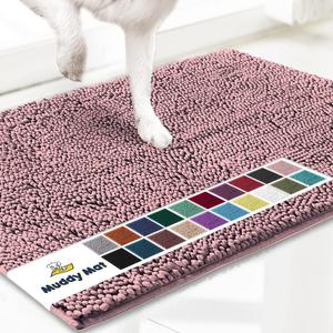 Muddy Mat | Super Absorbent Door Mat Indoor, Microfiber Quick Dry Chenille Entryway Rug, Non-Slip Front Door Mat, Indoor Mats for Entryway, Machine Washable Pet Rug, Pink 18"x28"
