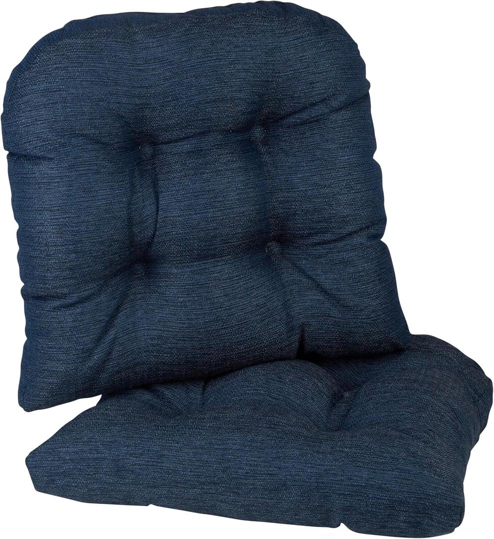 Klear Vu Gripper Overstuffed Universal Non-Slip Dining Chair Cushions for Kitchen Decor or Office Use, U-Shaped Skid-Proof Seat Pad, 15x15 Inches, 2 Count (Pack of 1), Solid Indigo Blue