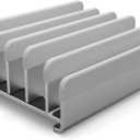 Elestoria 5-Slot Vertical Laptop Stand - Aluminum Laptop Stand Vertical for Desk -Laptop Holder with Adjustable Width (12-38mm) Compatible with MacBook Pro/Air & Gaming Laptops up to 17.3"-Grey