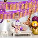 Mega-L Congratulation Banners Party Decorations, Purple Gold Foil Fringe Garland, 4Pack 78Ft Tinsel Streamers Photo Booth Props Flag for Parade Float Car Birthday Party Decor Class of 2026 Graduation