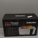 Mueller UltraToast Full Stainless Steel Toaster 4 Slice, Long Extra-Wide Slots for Bagels and Waffles, 6 Browning Levels, LED Display, Cancel/Defrost/Reheat Functions & Removable Tray, Kitchen Gadgets