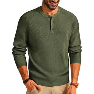 PJ PAUL JONES Sweaters for Men Regular Fit Casual Long Sleeve Knit Sweaters for Work Office Army Green L