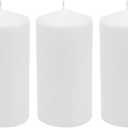 Stonebriar 3 Pack Tall 3 x 6 Inch 65 Hour Long Burning Unscented White Wax Pillar Candles
