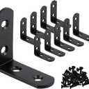 10 Pack L Brackets for Shelves Corner Brace| 2x2'' Heavy Duty Stainless Steel Wall Mount Bracket| Black Metal Small Braces with 40 Screws for Wood Furniture