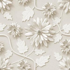 3D Floral Peel and Stick Wallpaper Daisy and Leaves Self Adhesive Removable Texture Wallpaper for Bedroom Renter Friendly Contact Paper for Bedroom Bathroom Shelf Liner 17.71"x236.2" (Beige)