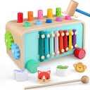 Montessori Baby Hammer Pounding Toy for Toddlers Boys Girls 2 3 4 Years Old, Educational Learning Toy Xylophone Color Shape Easter Basket Stuffers for Toddlers Valentine's Day Gift