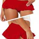 Ruffle Booty Shorts for Women Sexy - Summer Y2K Low Rise Side Frill Micro Mini Skinny Party Clubwear Red XS