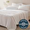 SLEEP ZONE Queen Sheet Set-4 Pieces Soft Queen Size Sheets Breathable & Cooling Bed Sheets Set, Easy Care Includes 1 Fitted Sheet, 1 Flat Sheet and 2 Pillowcases, Deep Pocket 16" (White, Queen)