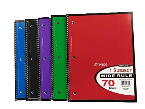 TOP FLIGHT WB70PF 4510816 Wide Rule Notebook, Micro-Perforated Sheet, 70-Sheet, Wirebound Binding 8Pcs