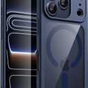 JETech Magnetic Case for iPhone 17 Pro Max 6.9-Inch Compatible with MagSafe, Shockproof Phone Bumper Cover, Solid Color Matte TPU Frame, Anti-Scratch Clear Back (Dark Blue)