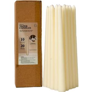 CW Studio Set of Unscented Taper Candles Elegant Vertical Fluted Design Long 7-8 Hour Burn Dripless Perfect for Home Decor, Weddings, Events & Romantic Dinners (20, Ivory, 10 inches)