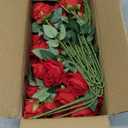 InnoGear 50 Pcs Red Roses Artificial Flowers, Fake Velvet Silk Rose Bulk Faux Flower for Valentine's Gift Decoration DIY Wedding Centerpieces Proposal Bridal Bouquets Party Floral Decor (50, Red)