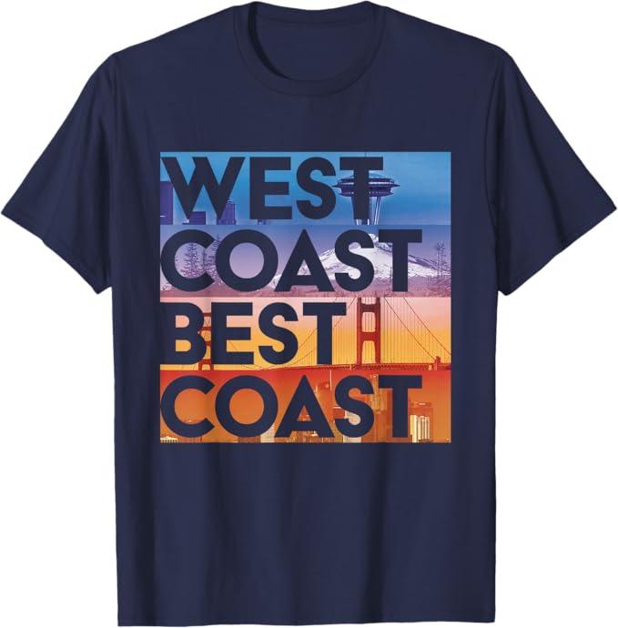 West Coast Best Coast | SEA/PO/SF/LA Graphic T-Shirt, Size L