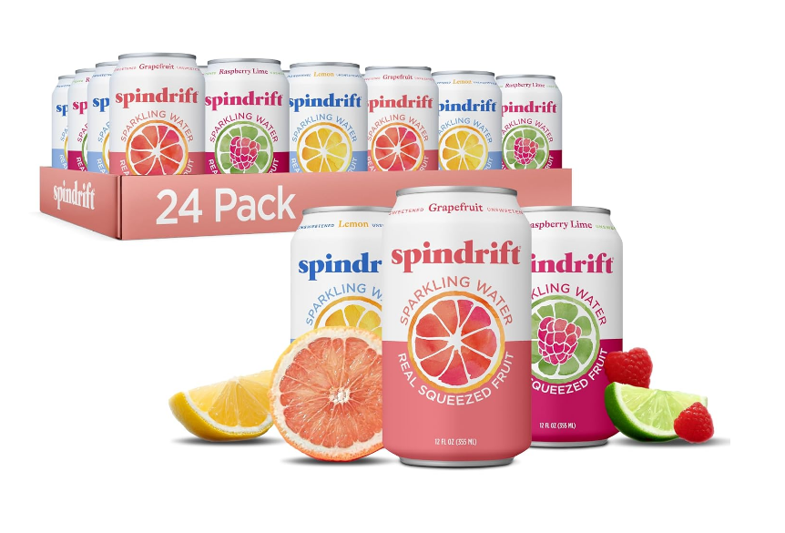 Spindrift Sparkling Water, Core 3 Flavor Variety Pack, Made with Real Squeezed Fruit, 12 Fl Oz Cans, Pack of 24 EXP: 11/08/26
