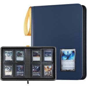 ProCase 4 Pocket Top Loader Binder, Holding 144 Cards in 3"x4" Toploaders, Side Loading Small Book Folder with Clear Window for Pokemon, Trading, Sports Cards Collection TCG, MTG -Navy