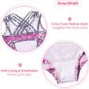 2 x Vieille Gymnastics Leotards for Girls Criss Cross Straps Unitards Sparkly Tumbling Outfits 4-8T (5-6 Years, Purple Star)