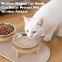 Elevated Cat Bowls with Food Mat,6.3 Inches Shallow Raised Bowls Whisker Friendly,2 Stainless Steel Cat Food and Water Dishes for Cats and Puppies,Dishwasher Safe