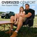 Oversized Camping Chairs for Adults - Heavy Duty Padded Outdoor Folding Lawn XL Camp Chair with Cup Holder Cooler Pockets for Outside Sports Beach Fishing Garden Portable Supports 500lbs, AllBlack