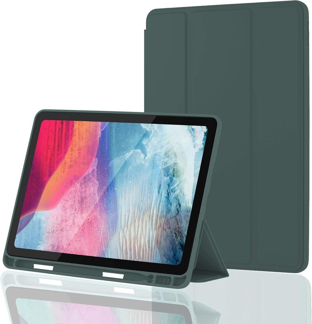 Case for iPad Air 3 Case 2019 with Pencil Holder Ultra Slim Soft TPU Back Cover with Auto Sleep/Wake Full Body Protective Smart Case for iPad Air 3rd Generation 2019/iPad Pro 10.5 2017 (Dark Green)