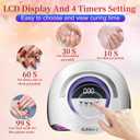 UV LED Nail Lamp with 72 Beads, 300W Nail Curing Lamps for Gel Polish with Automatic Sensor/4 Timer Setting,Led Nail Dryer, Professional Nail Art Drying Tools for Fingernail and Toenail.BM-12 PRO