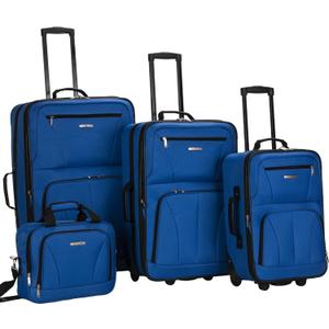 Rockland Journey Softside Upright Luggage Set,Expandable, Blue, 4-Piece (14/19/24/28)