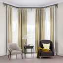 Double Bay Window Curtain Rods 36 to 72 Inches(Center Rod), Black