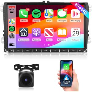 4G+64G Car Radio Stereo with Wireless CarPlay Android Auto, 9 Inch IPS Android 13 GPS WiFi Bluetooth DSP Audio Touch Screen Head Unit for VW Passat Jetta Tiguan Golf MK5 MK6 T5 EOS Polo