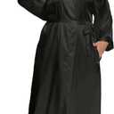 Women's Plus Size Long Satin Robes Plus Size Long Silk Robes Kimonos Sleepwear Dressing Gown (Black, XXL)
