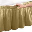 Pleated Three Sides Fabrics Wrap Around Style Egyptian Cotton Elastic 17 inch Drop Dust Bed Skirt for Twin/Full,Queen,King Size Beds(King, Taupe).