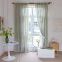 RoomTalks Sage Green Boho Farmhouse Curtains for Bedroom Living Room 84 Inch Length French Country Spring Cute Textured Window Curtain Panels Striped Bohemian Chic Tassel Draperies, 84L x 52W