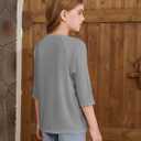 ZDC Girls Casual 3/4 Sleeve T Shirts Kids Cute Crewneck Tops Basic Tees Blouse for 5-14 Years