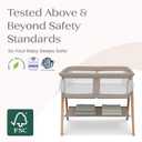 Delta Children Bondi Beechwood Twin Bassinet with PureAir Breathable Mesh Sheet and FSC-Certified Wood, Tan