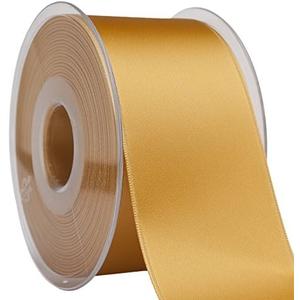 Morex Ribbon 03550/25-045 DF Swiss Satin Ribbon 2" X 27 YD Old Gold Ribbon for Gift Wrapping, Birthday Gift Cards, Satin Dress for Women, Silk Ribbons for Crafts, Wedding Gifts for Couple