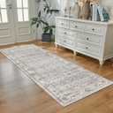 WITSHOCK 3x8 Runner Rugs for Hallway Bathroom: Machine Washable Non Slip Vintage Carpet - Low Pile Lightweight Print Rug for Kitchen Laundry Room Bedroom Beside Rug - Pet & Kids Friendly (Light Blue)