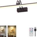Picture Light,Picture Lights for Wall Cordless,16" Picture Lights with Timer and Dimmable,Battery Wall Lights for Display Gallery Painting Art Frame Portrait-Black 2Color