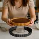 9 Inch Quiche Tart Pans with Pie Cake Server. Removable Bottom, Non-Stick Coating, Rugged Carbon Steel for Tart Quiche Baking. Gift for Women Wife Christmas Thanksgiving Party Festival Family (9IN*1.2IN)