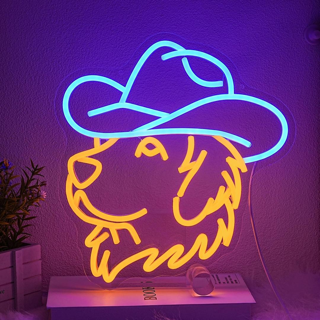 Golden Retriever Neon Sign for Wall Decor Dog Neon Light Cowboy LED Neon Sign Cute Retriever Led Neon Light for Bedroom Zoo Pet Shop Decoration, 13.7 inches x 12.5 inches