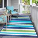 Outdoor Patio Plastic Rug Waterproof - Outdoor Rugs for Camper Outside, Rv, Porch Deck Rug Clearance, Area Carpet for Outside, Balcony, Patio Decor, Blue & Green, 5x8 ft