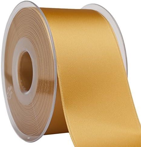 Morex Ribbon 03550/25-045 DF Swiss Satin Ribbon 2" X 27 YD Old Gold Ribbon for Gift Wrapping, Birthday Gift Cards, Satin Dress for Women, Silk Ribbons for Crafts, Wedding Gifts for Couple