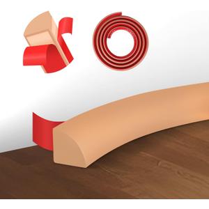 Flexible Quarter Round Molding,Peel and Stick Rubber Quarter Round Trim Molding Self Adhesive Edge Trim for Floor, Waterproof Bendable Molding Trim for Wall Edge Corner Countertop, Beige, 157Inch