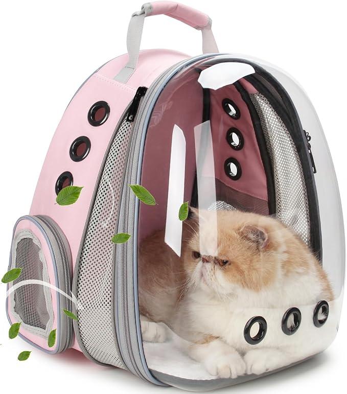 Lollimeow Cat Carrier Backpack, Expandable Bubble Pet Carrier for Cats and Small Dogs, Airline Approved Travel Backpack for Hiking, Walking & Outdoor Adventures - Supports up to 16 lbs