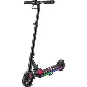 Caroma E35 Kids Electric Scooter for Ages 8-12, 150W Motor Up to 7 Miles Range & 10 MPH Speed, LED Display, Colorful Rainbow Lights, Adjustable Height, Foldable & Lightweight Design