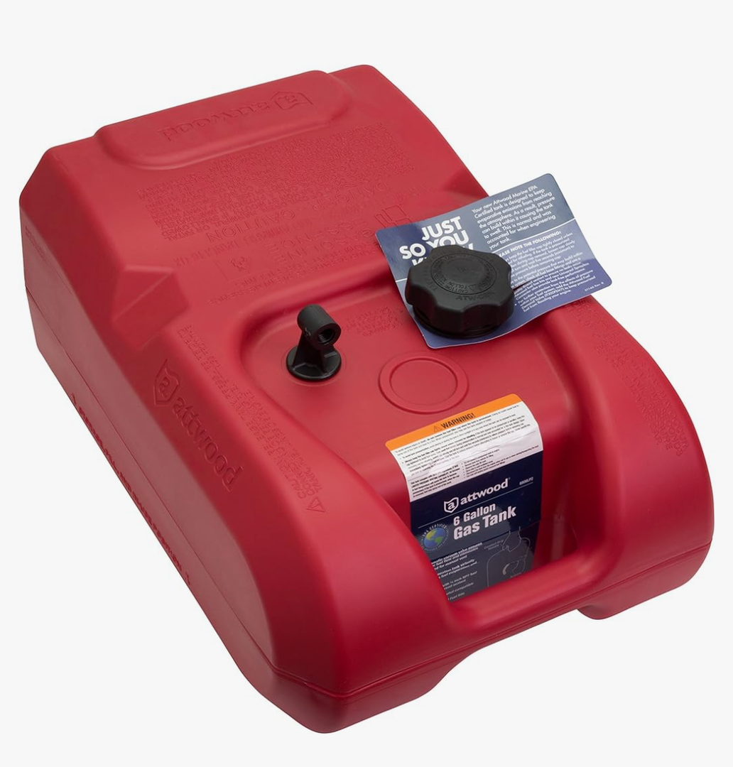 Attwood EPA and CARB Certified 6-Gallon Portable Marine Boat Fuel Tank