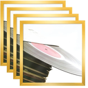 Eletecpro 12.5x12.5 Record Frame Gold Vinyl Frames Set of 4 Made of PVC with Acrylic Cover, Displays 12 Inch LP by Hanging, Lightweight and Sturdy Album Frames for Home Wall Decor