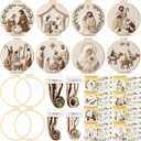 Peryiter 8 Pcs Christmas Nativity Scene Embroidery Kit Christmas Cross Stitch Sets DIY Embroidery Kit for Adults Beginner with Threads Needles Instruction Manuals 20 cm Hoop for Decor Home Room Gift