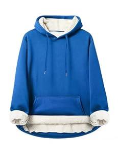 Iwing Mens Heavyweight Fleece Hoodies Sherpa Lined Sweatshirts Oversized Weighted Cotton Warm Thick Hoodie Fall Winter (Medium)