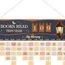 Qunclay Books Read This Year Counter Board with 100 Pcs Wood Tags 16x5 Inches DIY Hanging Reading Tracker Sign for Home Library Decor Book Lover Gift for Librarian Reader Teacher Women Men Bookshelf