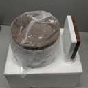 RQYIXI Elegant 6 PCS Ceramic&Wood Bathroom Accessories Set:Soap Dispenser, Toothbrush Holder, Tumbler, Soap Dish, Tray, Trash Can, Easy to Clean, Quatrefoil Pattern, White-Affordable Home Luxury