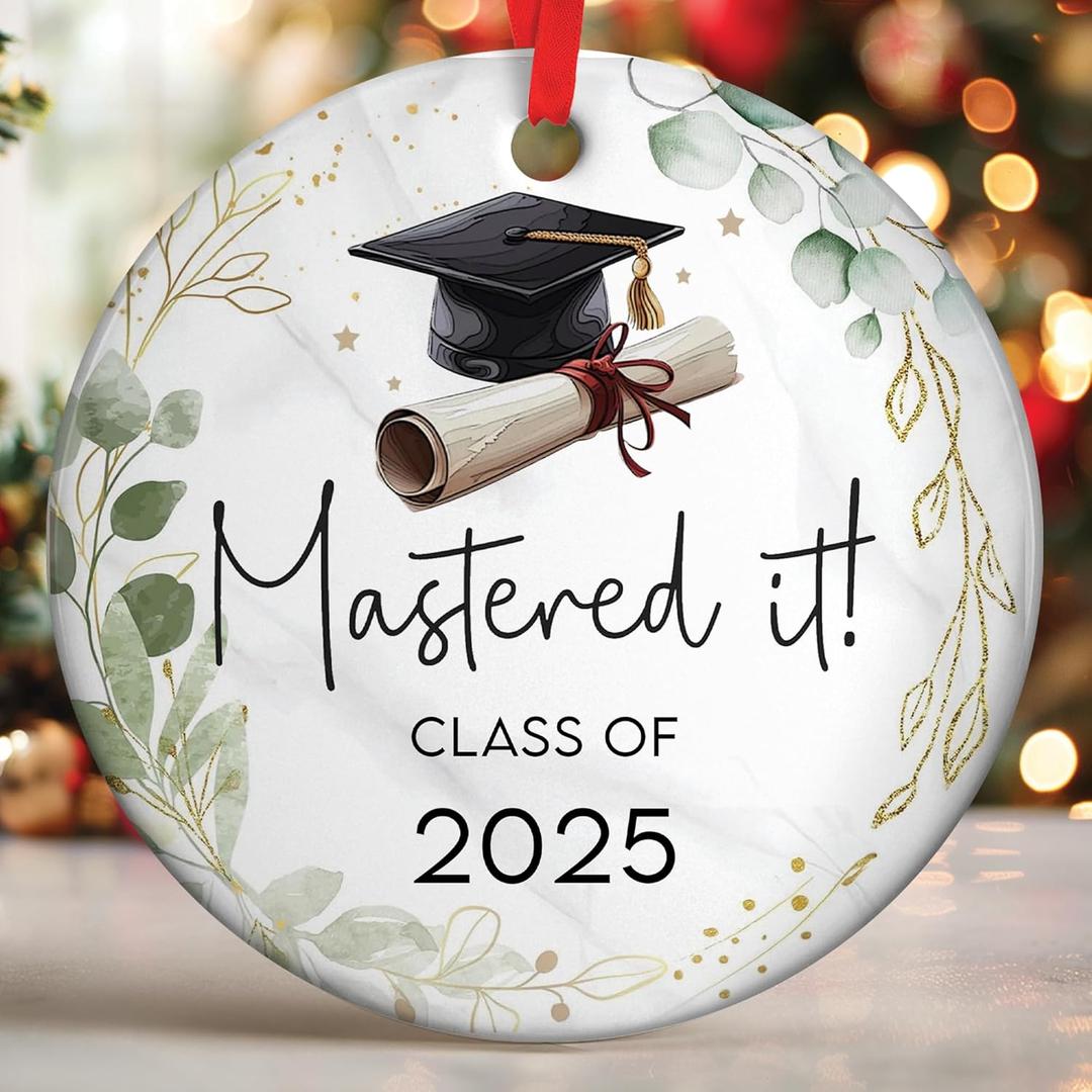 2025 Graduation Ornament - Premium Class of 2025 Ornament, Unique Masters Degree Gifts, Ideal Gifts for College Men, Stylish Christmas Keepsake, Distinguished College Graduation Ornaments