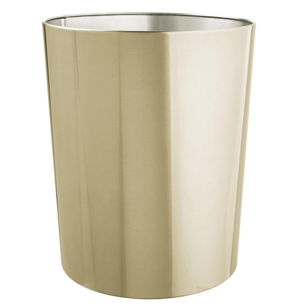 mDesign Round Metal Small 1.7 Gallon Recycle Trash Can Wastebasket, Garbage Container Bin for Bathrooms, Kitchen, Bedroom, Home Office - Durable Stainless Steel - Mirri Collection 
- Soft Brass